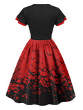 1950s Halloween Flounce Sleeve Swing Dress