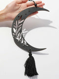 Black Halloween Moon Wood Craft Ornament