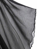 Black 1950s Halloween Bat Sleeve Lace Top