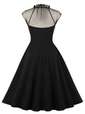 1950s Patchwork Flying Sleeves Swing Dress