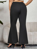 [Plus Size] Black 1930s Solid Flare Pants