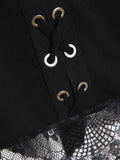 Black 1950s Halloween Bat Sleeve Lace Top