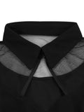 Black 1950s Lapel Sheer Sleeve Dress