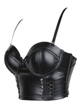 Black Steampunk Leather Gothic Strap Corset