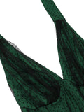 [Pre-Sale] Green 1950s Christmas Halter Polka Dots Mesh Dress