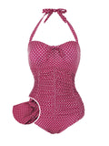 Retro Polka Dot Halter One-Piece Swimsuit