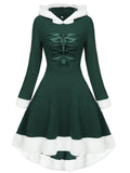 1950s Furry Patchwork Solid Lace-up Dress