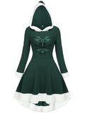 1950s Furry Patchwork Solid Lace-up Dress