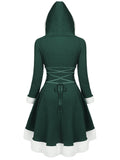 1950s Furry Patchwork Solid Lace-up Dress