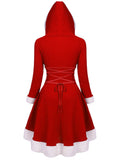 1950s Furry Patchwork Solid Lace-up Dress