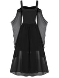 1950s Halloween Witch Transparent Sleeves Strap Dress
