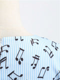 1950s Music Note Butterfly Belt Dress