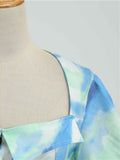 Blue Tie Dye Bow Triangle Dress