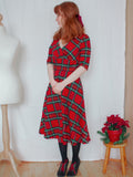 1950s Plaid Sweetheart Fold Swing Dress