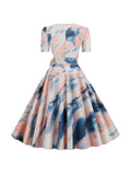Nude Tie Dye Bow Triangle Dress