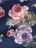 1950s Navy Blue Floral Swing Dress