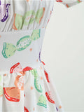 1950s White Candy Pleated Swing Dress