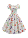 1950s White Candy Pleated Swing Dress
