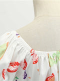1950s White Candy Pleated Swing Dress
