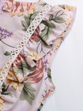 White Floral Ruffles Belt Dress