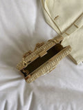 Light Khaki Braided Floral French Crossbody Bag