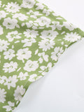 Green Floral Peasant Sleeve Dress