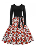 1950s Halloween Long Sleeve Pumpkin Bow Dress