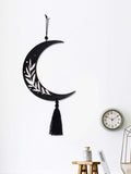Black Halloween Moon Wood Craft Ornament