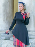 Black 1950s Plaid Patchwork Swing Dress