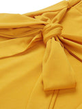 Yellow 1960s Bowknot Belt Pencil Dress