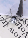 Retro Halloween Spider Pearl Brooch
