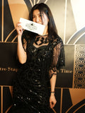 Black 1920s Sequin Maxi Flapper Dress