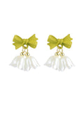 Retro Green Bow Stud Earrings