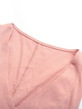 Pink Solid Buttons Belt Fashion Dress