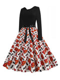 1950s Halloween Long Sleeve Pumpkin Bow Dress