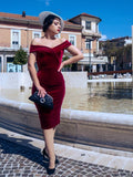 Wine Red 1960s Velvet Bodycon Dress