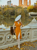 1930s Ruffle Lace-up Fishtail Dress