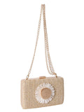 Light Khaki Braided Floral French Crossbody Bag