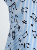 1950s Music Note Butterfly Belt Dress