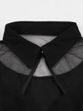 Black 1950s Lace Plus Size Solid Dress