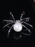 Retro Halloween Spider Pearl Brooch