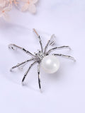 Retro Halloween Spider Pearl Brooch