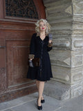 Black 1950s Lapel Leopard Patchwork Dress