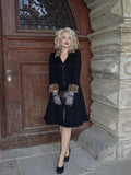 Black 1950s Lapel Leopard Patchwork Dress