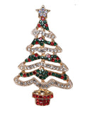 Retro Christmas Trees Rhinestone Brooch