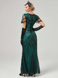 1920s V-Neck Sequined Mesh Mermaid Formal Dress