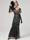 1920s V-Neck Sequined Mesh Mermaid Formal Dress