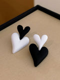 Black&White Heart Contrast Earrings
