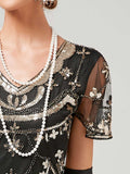 1920s V-Neck Sequined Mesh Mermaid Formal Dress