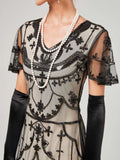 1920s V-Neck Sequined Mesh Mermaid Formal Dress
